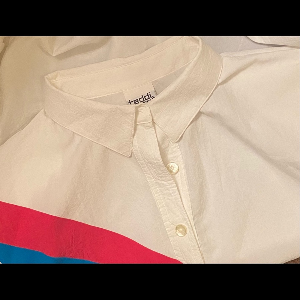 NEW Vintage Teddi Sport 80s Colorblock Shirt Top Windbreaker Size 20W.